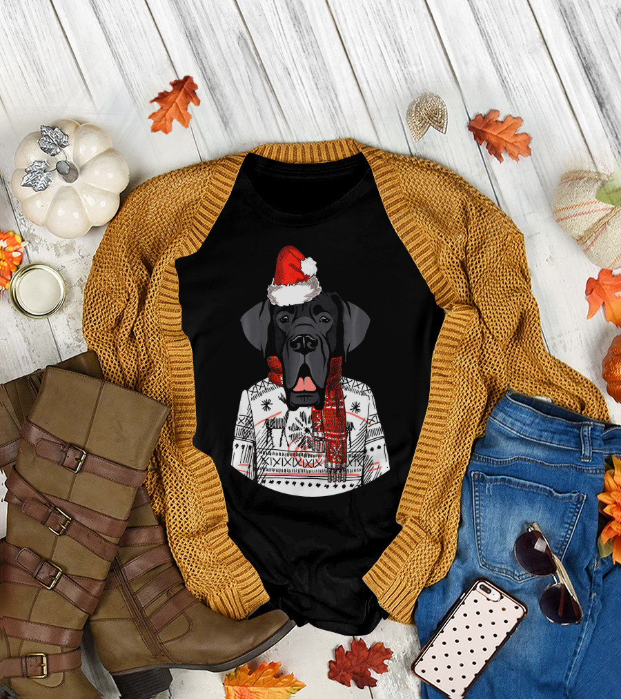 Great Dane Dog Santa Funny Christmas T-Shirt