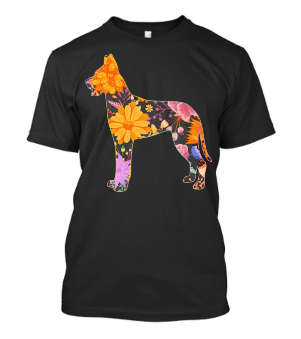 Floral Flower Vintage Retro Great Dane T-Shirt