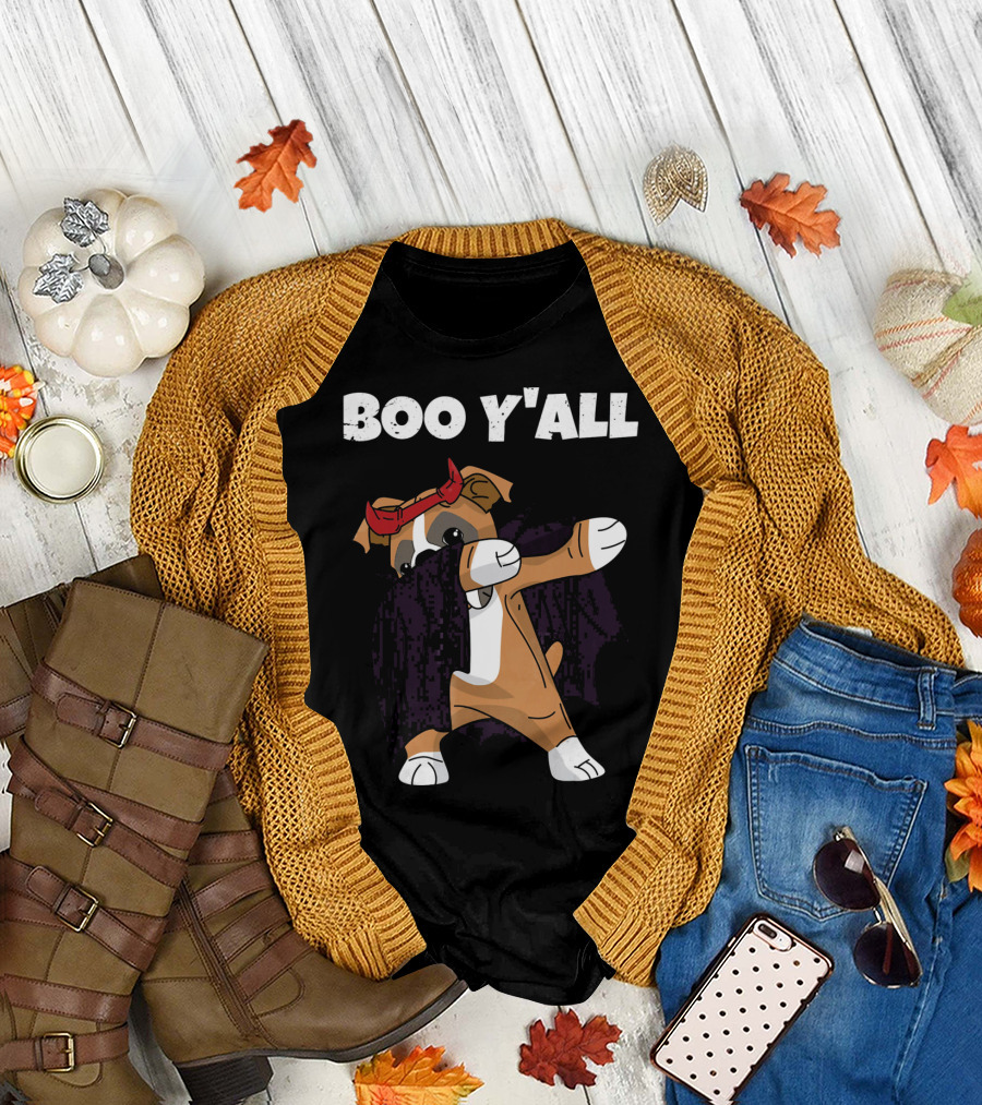 Boo Y'all Funny Dabbing Boxer Halloween Party T-Shirt