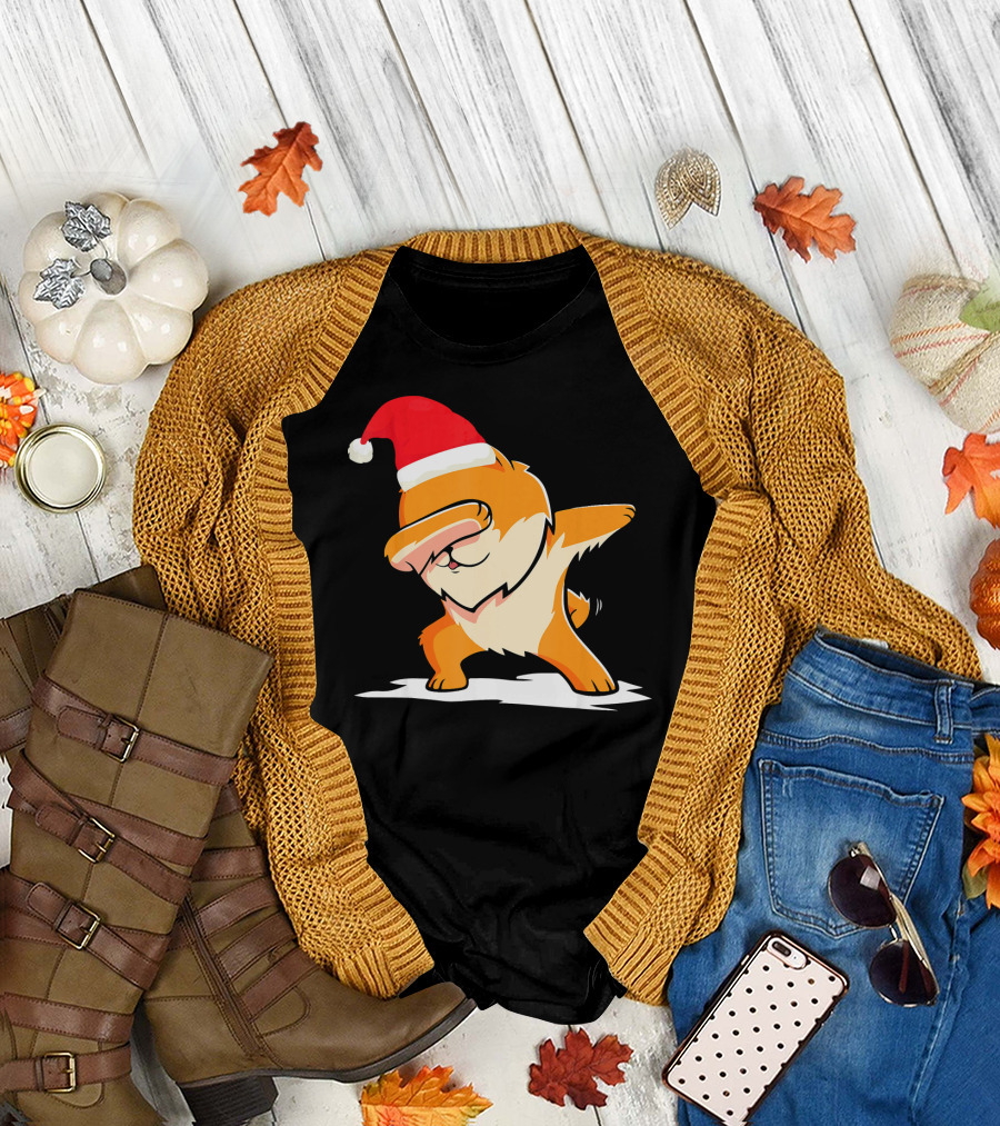 Funny Dabbing Pomeranian Santa Christmas T-Shirt