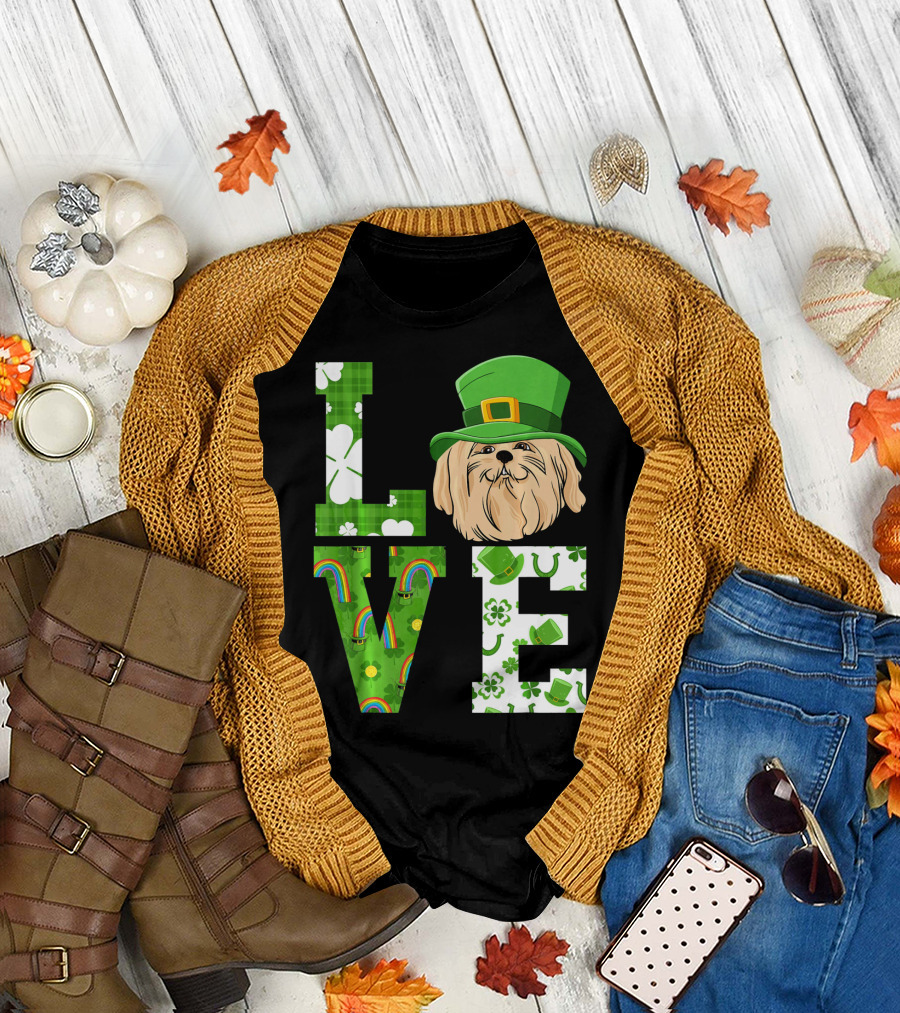 Love Maltese St Patricks Day Shamrock Rainbow Hat Clover T-Shirt