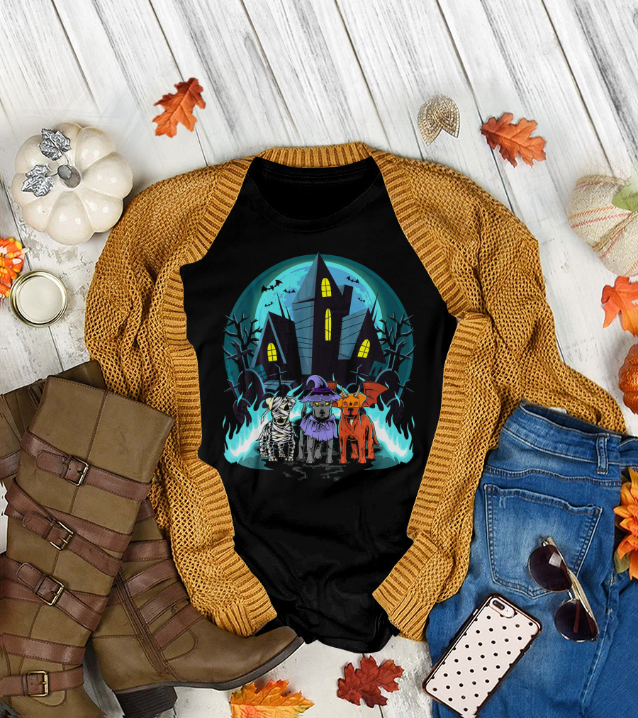 Haunted House Halloween Jack Russell Terriers Mummy Witch Vampire T-Shirt
