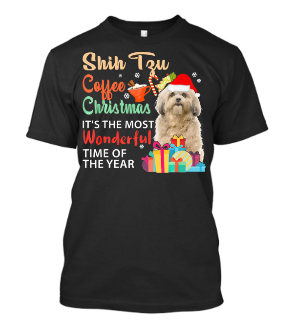 Shih Tzu Coffee Christmas It's The Most Wonderful Time Of The Year T-Shirt