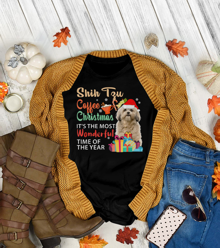Shih Tzu Coffee Christmas It's the Most Wonderful Time of the Year T-Shirt