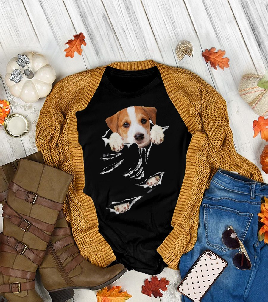 Jack Russell Dog Tear Effect T-Shirt
