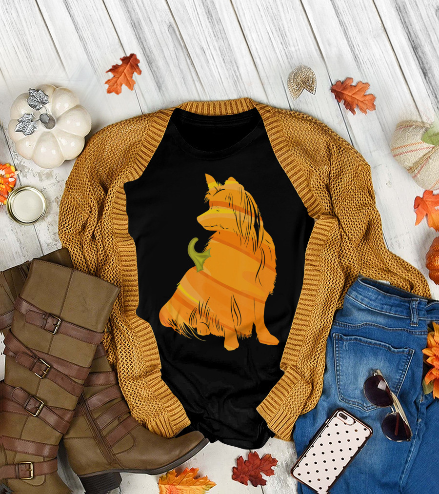 Halloween Papillon Pumpkin Dog T-Shirt