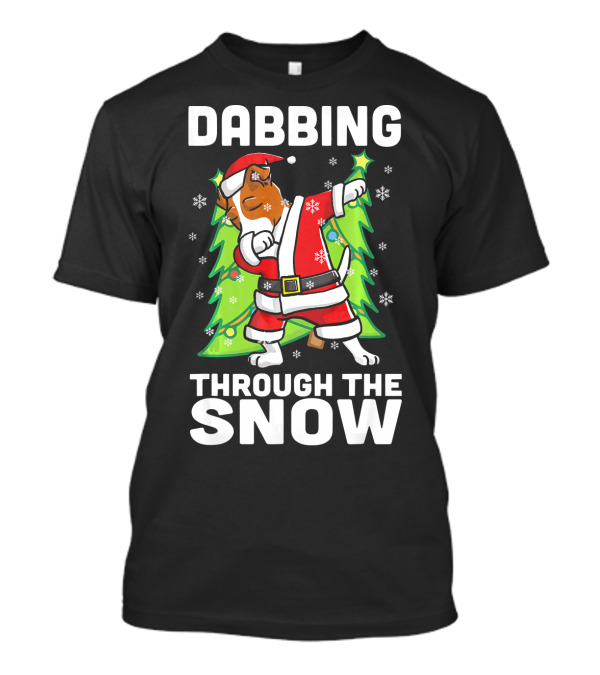 Dabbing Through The Snow Jack Russell Terrier Santa Christmas T-Shirt