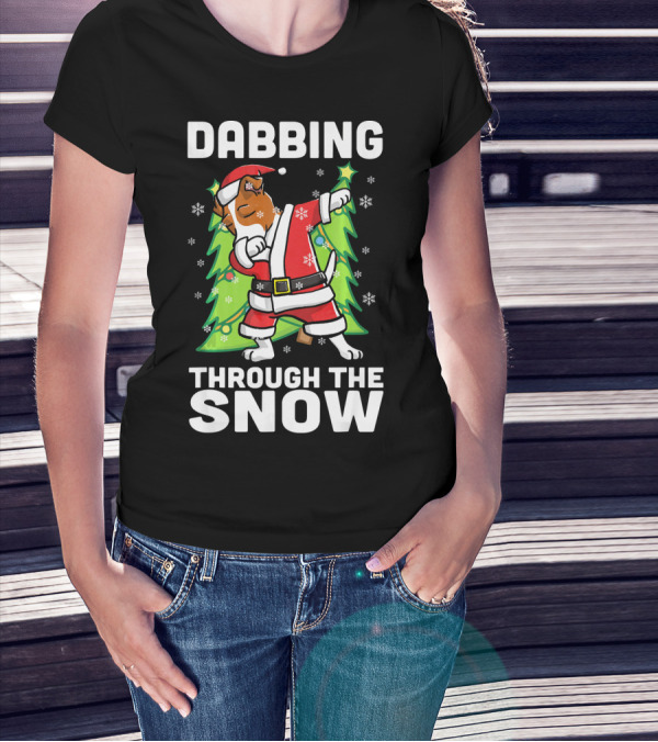 Dabbing Through The Snow Jack Russell Terrier Santa Christmas T-Shirt