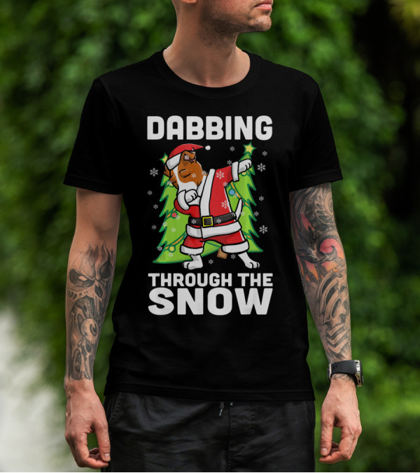 Dabbing Through The Snow Jack Russell Terrier Santa Christmas T-Shirt