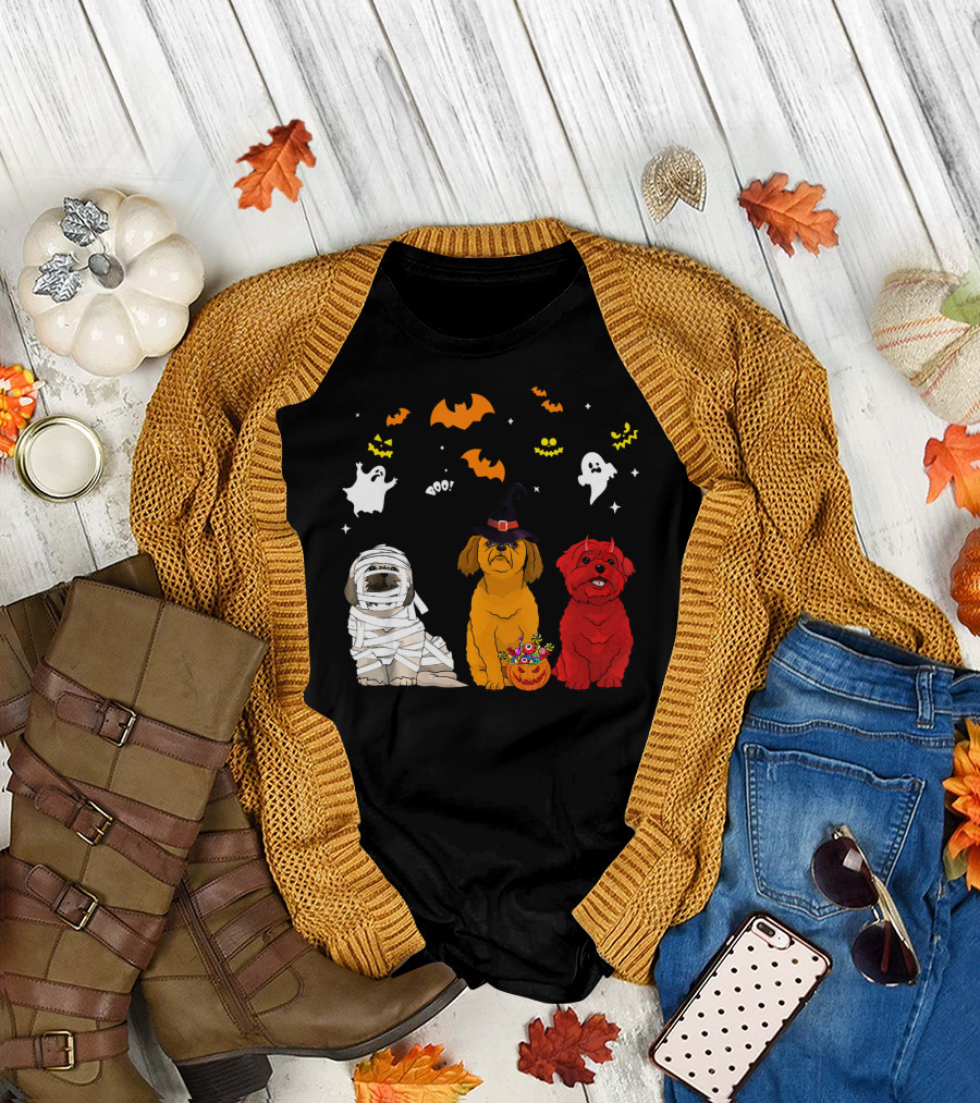 Halloween Shih Tzu Dogs Mummy Witch Devil Bat Ghost Pumpkin T-Shirt