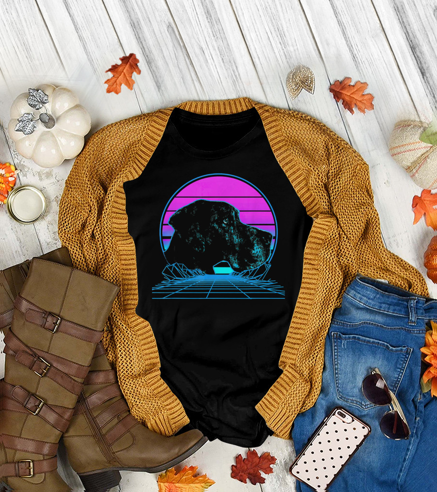 Great Dane Pastel Goth Vaporwave Retro Neon Cyber Grid T-Shirt