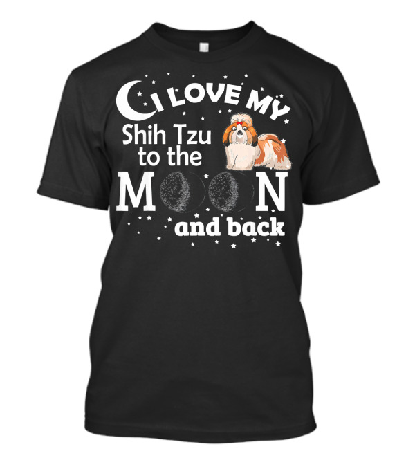 I Love My Shih Tzu To The Moon And Back With Stars And Moon Phases T-Shirt