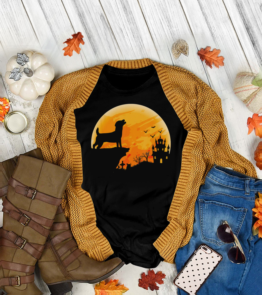 Halloween Jack Russell Terrier Haunted Castle T-Shirt
