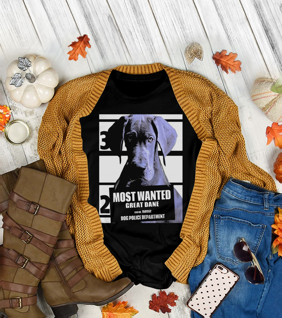 Most Wanted Great Dane Dog Police Department Case No. 1581552 T-Shirt