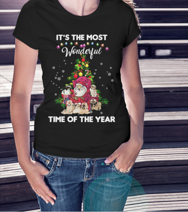 IT'S THE MOST WONDERFUL TIME OF THE YEAR Shih Tzu Christmas Santa T-Shirt