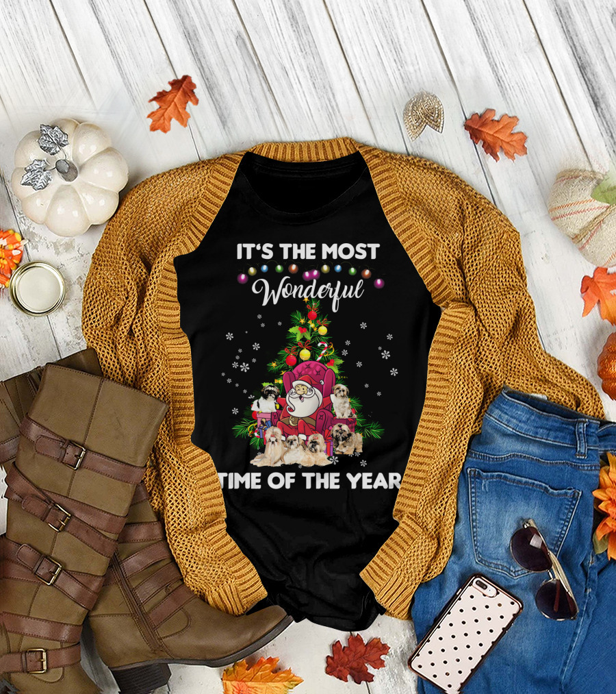 IT'S THE MOST WONDERFUL TIME OF THE YEAR Shih Tzu Christmas Santa T-Shirt