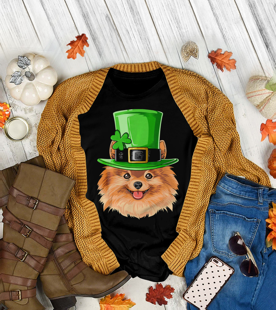 Pomeranian St. Patricks Day Irish Leprechaun Hat T-Shirt