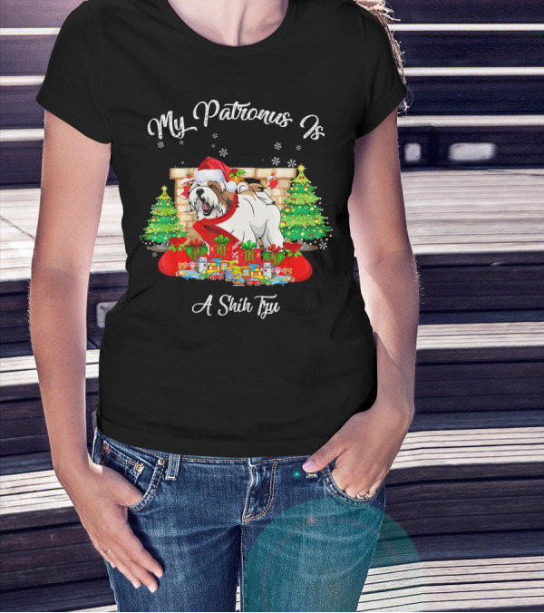 My Patronus Is A Shih Tzu Christmas Santa Hat Scene T-Shirt