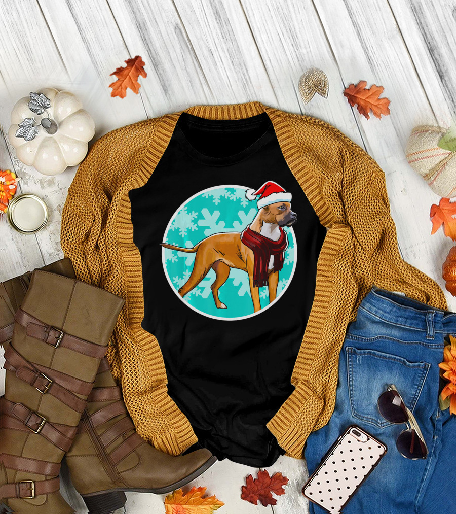Christmas Boxer Dog Santa Hat Snowflakes for Boxer Lover T-Shirt