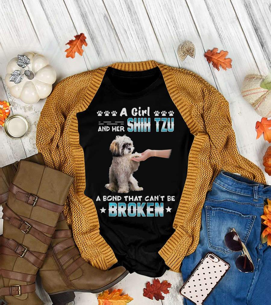 A Girl And Her Shih Tzu A Bond That Can't Be Broken T-Shirt