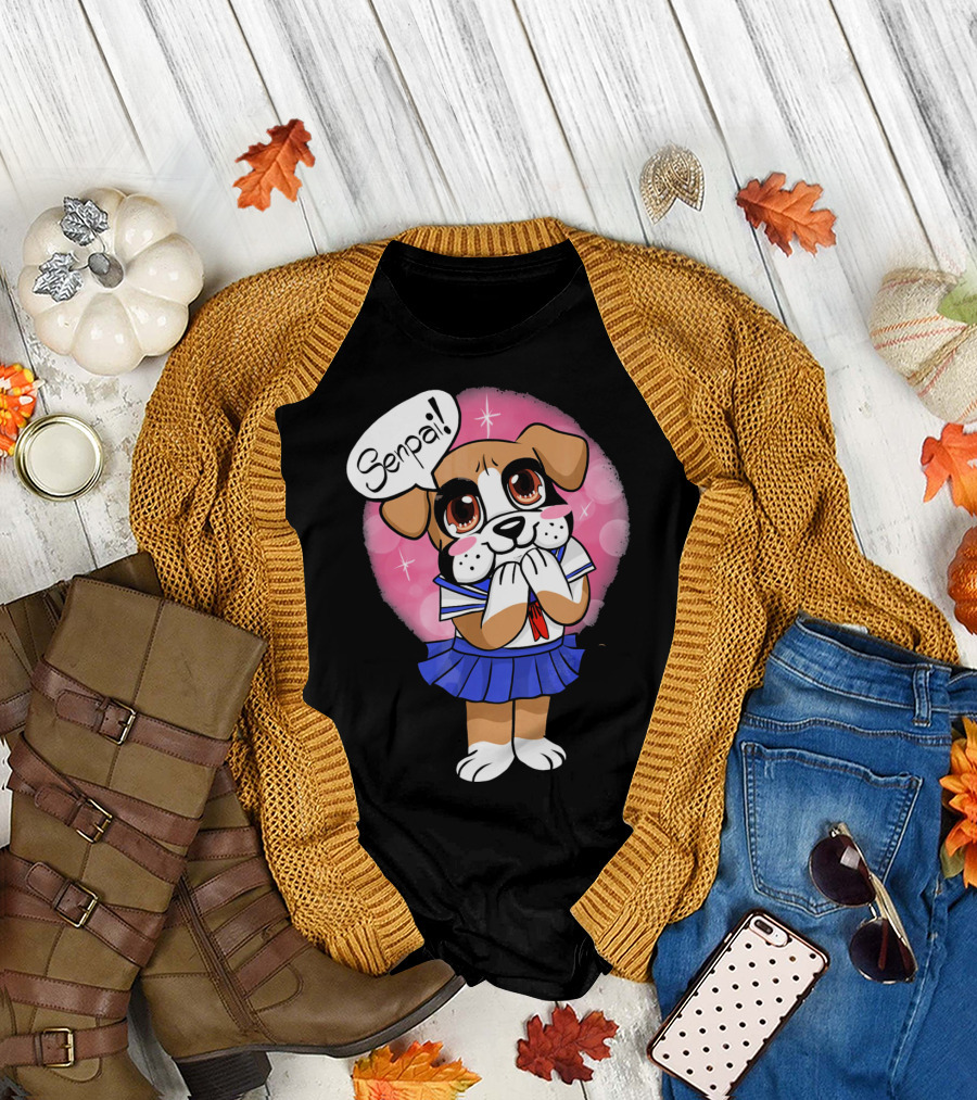 Boxer Dog Kawaii Senpai Cute Fun Anime T-Shirt