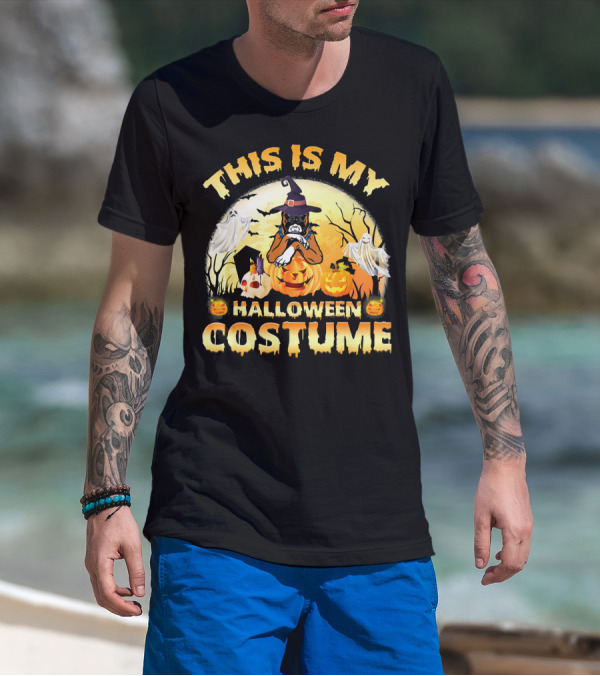 This Is My Halloween Costume Boxer Dog Witch Pumpkin Ghosts T-Shirt