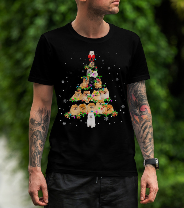 Pomeranian Christmas Tree X Mas Festive Canine Holiday Spirit T-Shirt