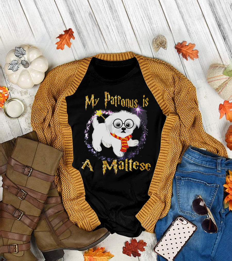My Patronus Is a Maltese Magic Dog With Glasses and Scarf T-Shirt