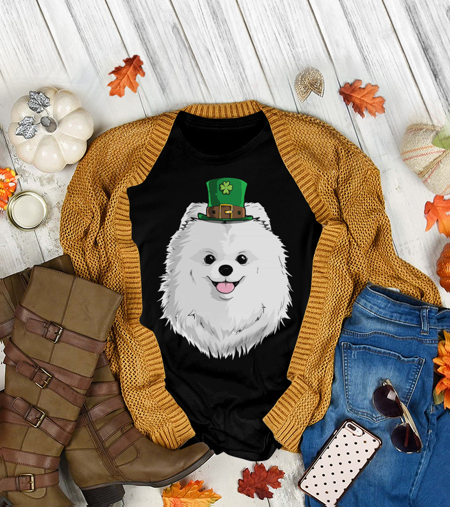 Pomeranian Dog Wearing Leprechaun Hat St Patricks Day T-Shirt
