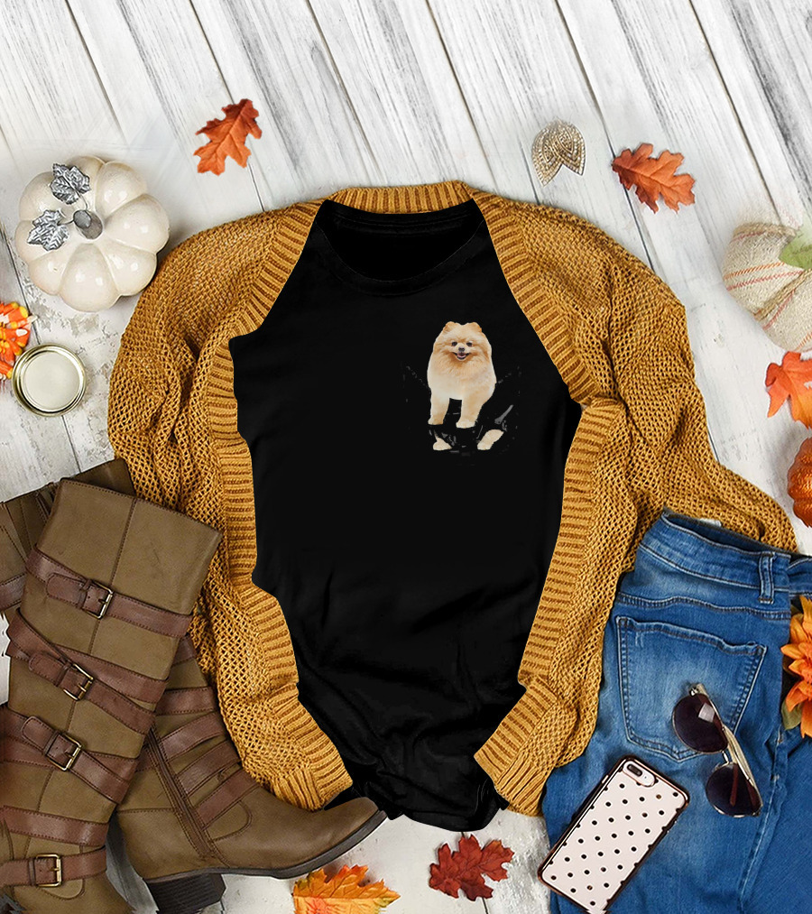 Pomeranian In Your Pocket Dogs Lover Fun Cute Canine Companion T-Shirt