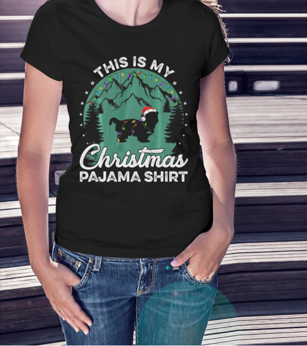 This Is My Christmas Pajama Shirt Shih Tzu Santa Hat Lights Holiday T-Shirt