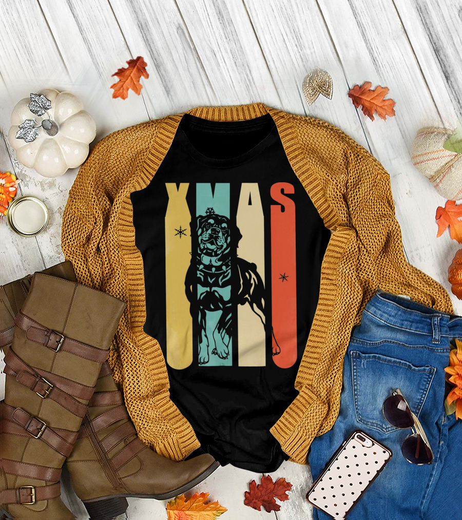Rottweiler Dog Xmas Vintage T-Shirt