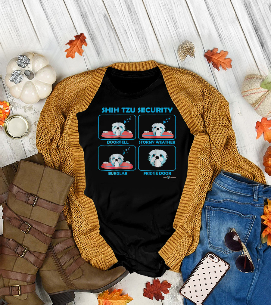 SHIH TZU SECURITY DOORBELL STORMY WEATHER BURGLAR FRIDGE DOOR T-Shirt