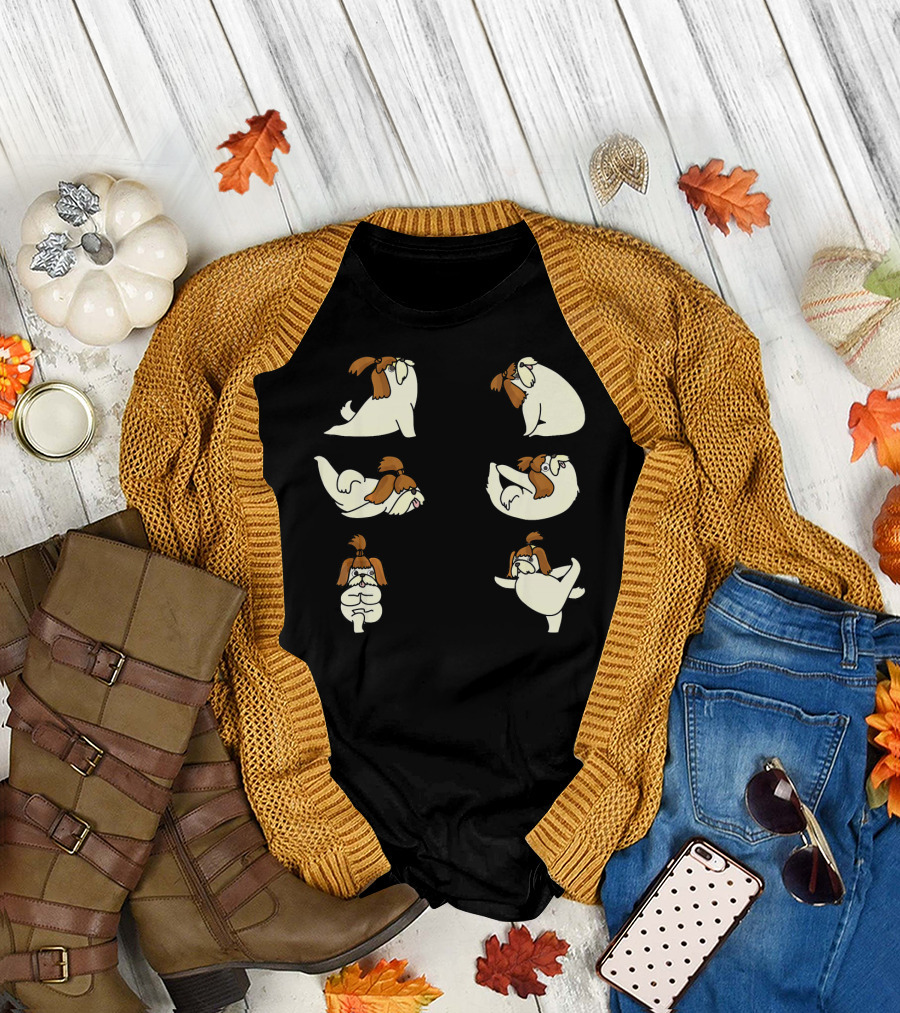 Shih Tzu Yoga Poses with Cute Yoga Animals T-Shirt