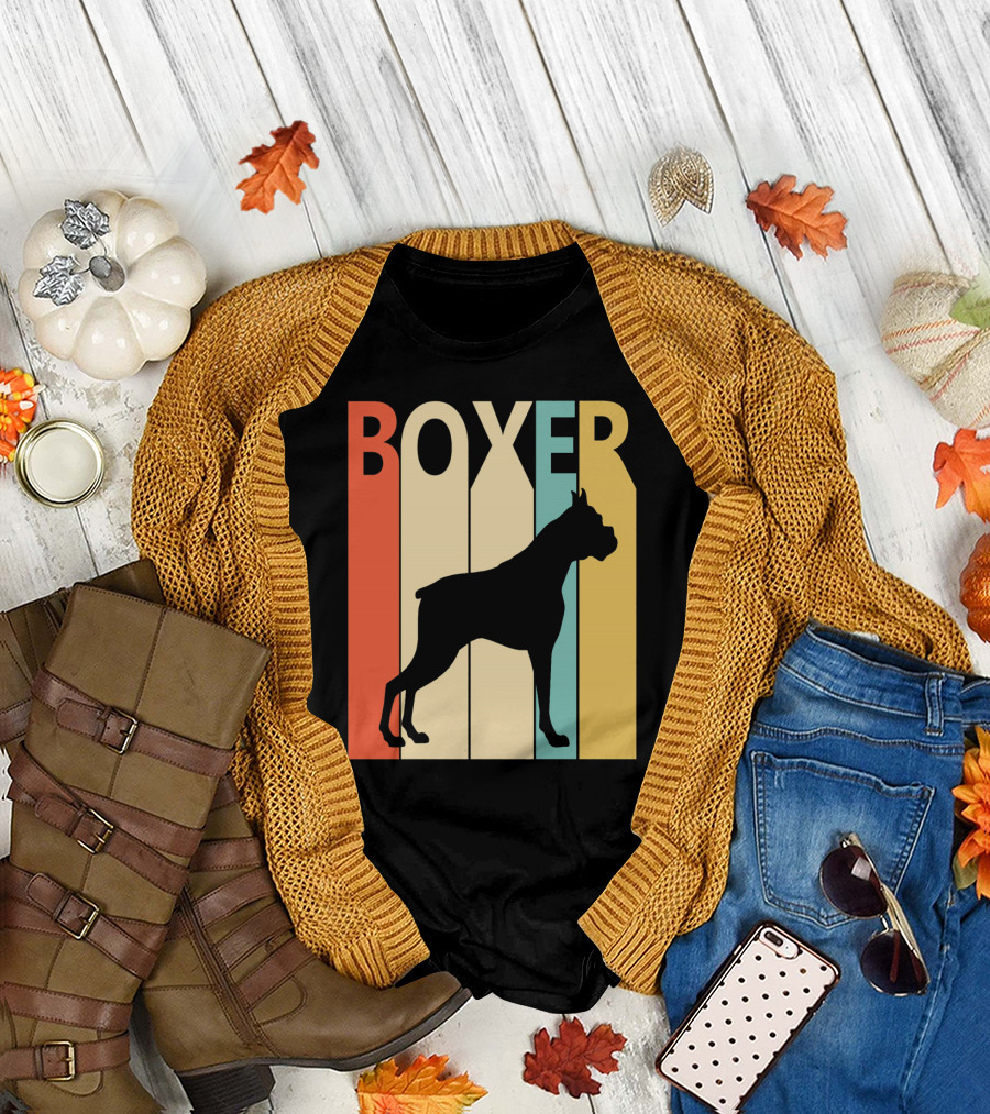 Boxer Silhouette Retro Stripes T-Shirt