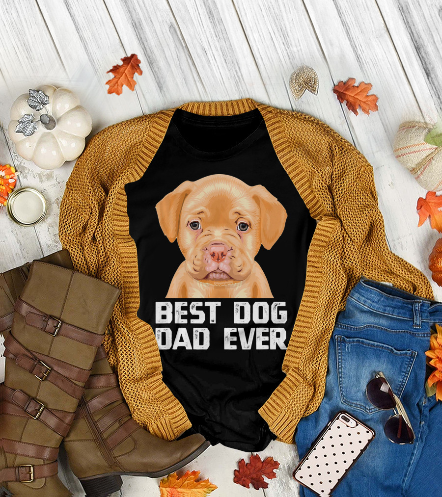 Best Dog Dad Ever Brown Pit Bull Dad T-Shirt