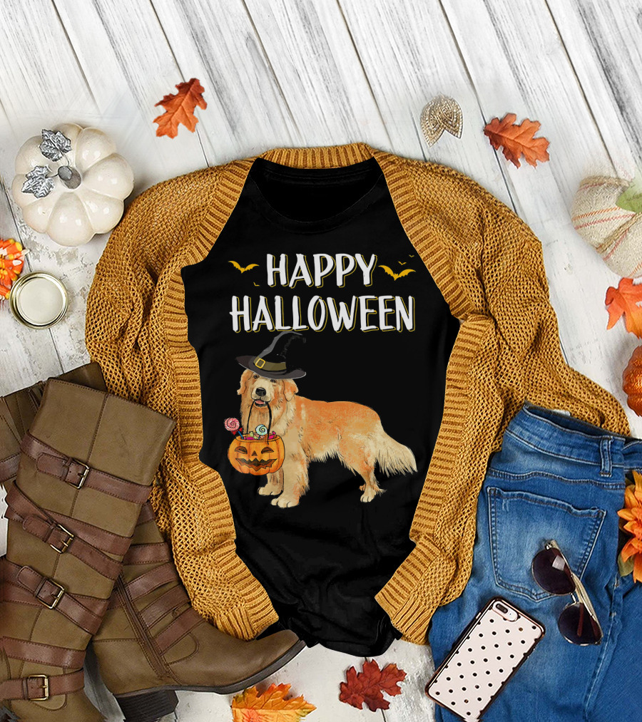 Happy Halloween Cute Golden Retriever T-Shirt