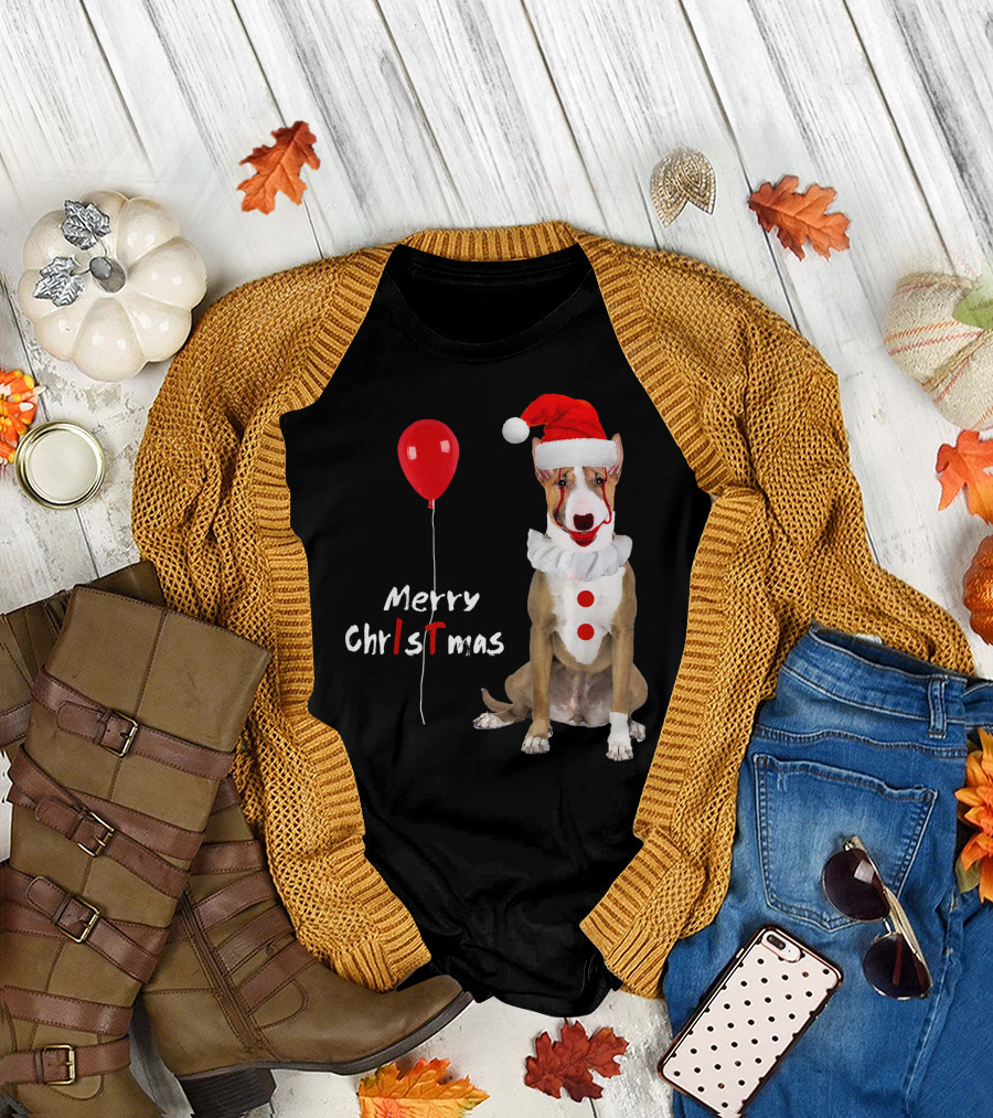 Merry Christmas American Pit Bull Terrier Horror Balloon T-Shirt