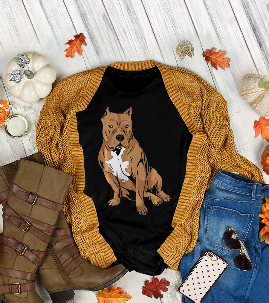 Pit Bull Dog White Brown Breed Companion T-Shirt