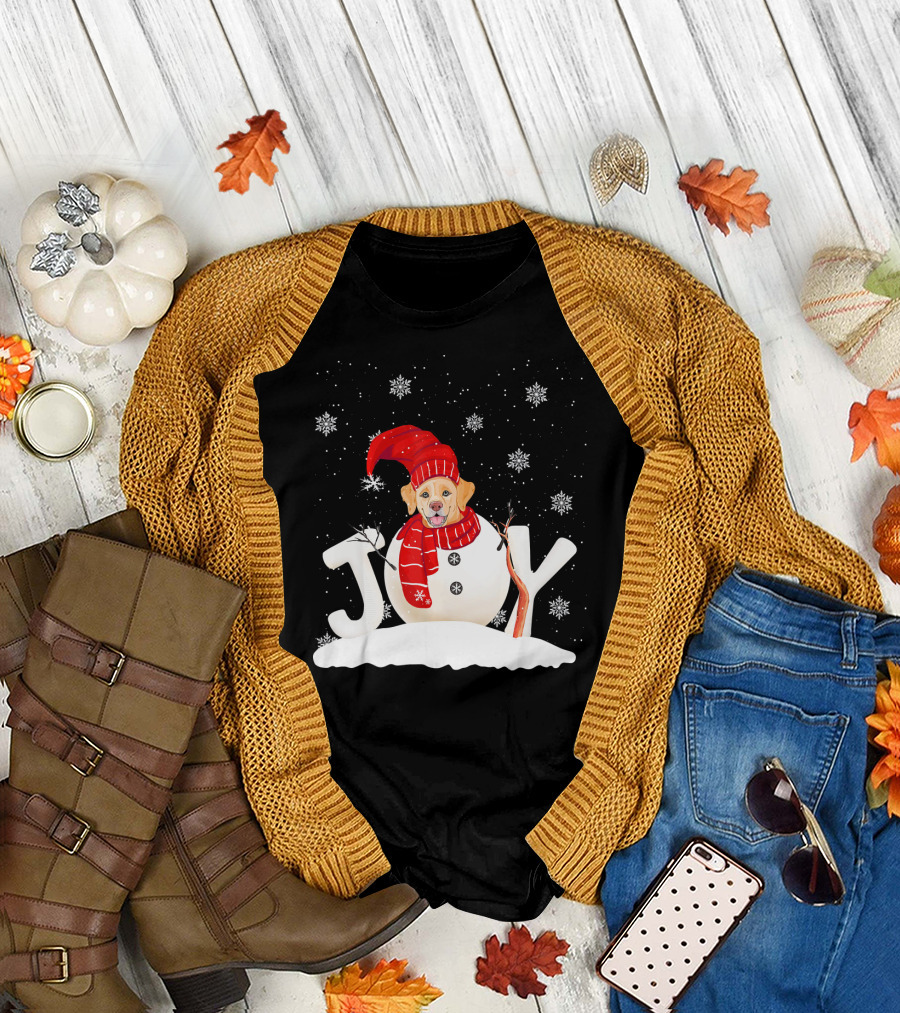 Joyful Snowman Golden Retriever Christmas Fun T-Shirt