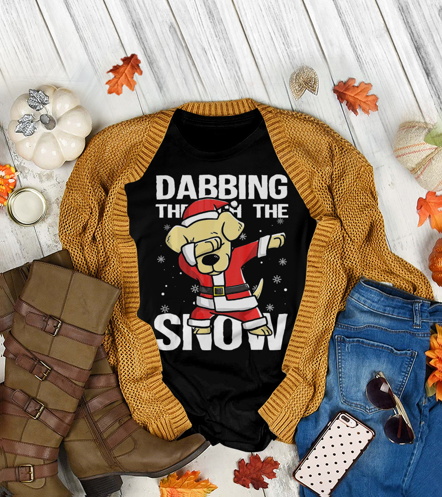 Dabbing Through the Snow Christmas Dabbing Labrador Retriever T-Shirt