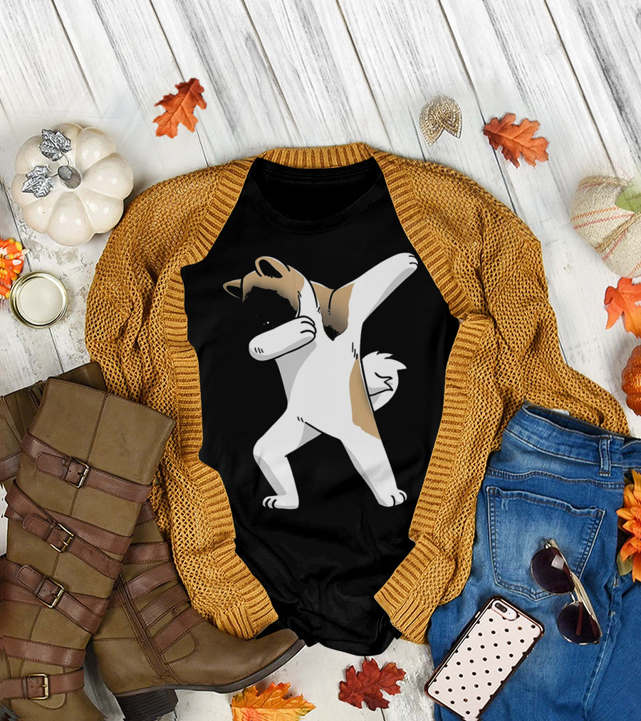 Funny Dabbing Akita Cute Dog Party Dancer T-Shirt