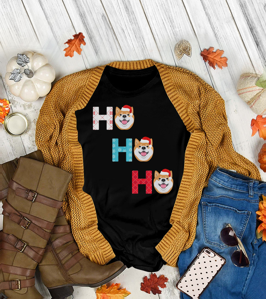 Ho Ho Ho Akita Santa Funny Christmas Dog T-Shirt