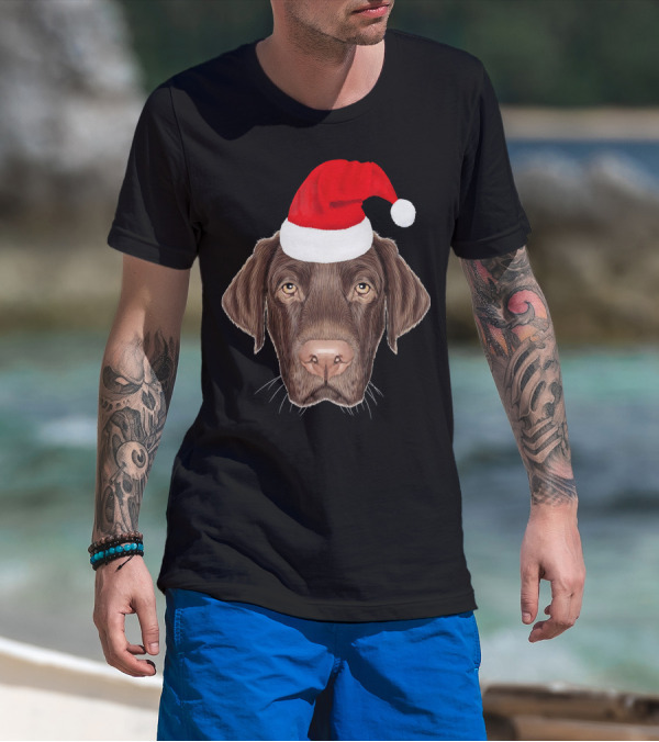 Labrador Retriever Dog Festive Santa Hat Holiday Pup T-Shirt