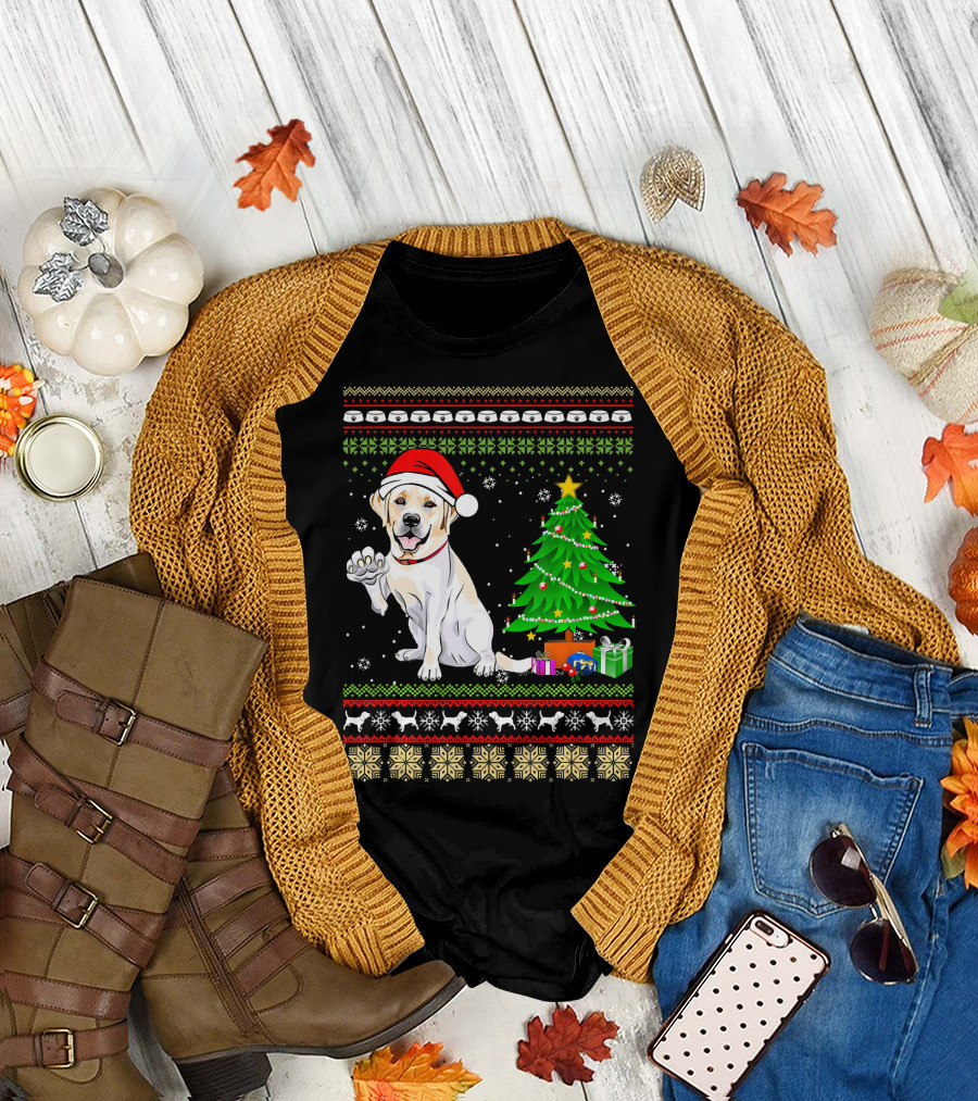 Labrador Retriever Santa Christmas Tree Festive T-Shirt