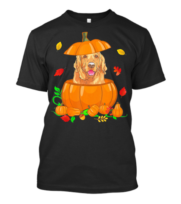Golden Retriever Pumpkin Fall Leaves T-Shirt