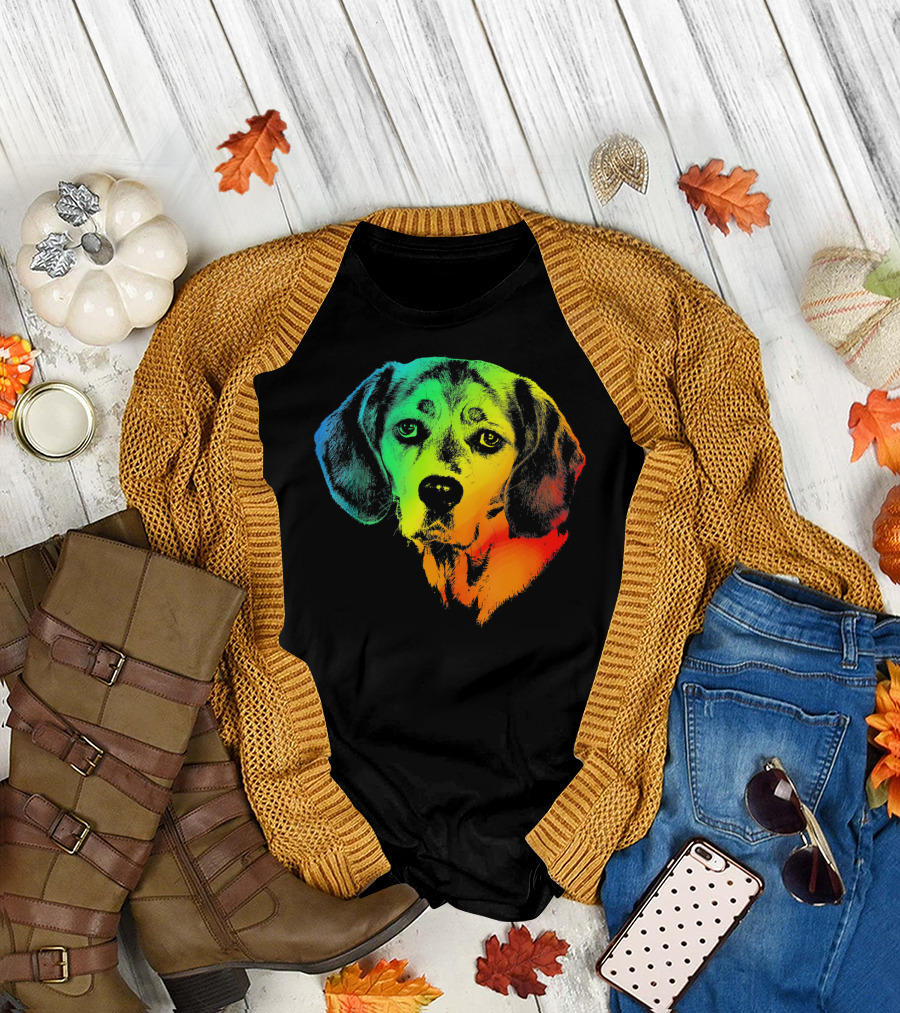 BEAGLE Colorful Rainbow Dog T-Shirt