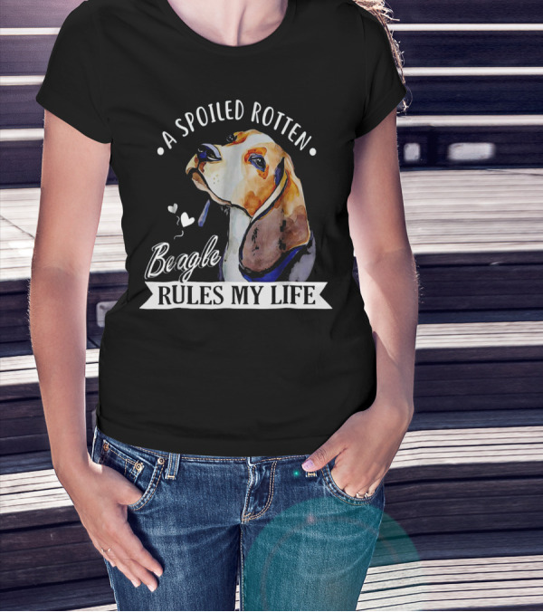 A Spoiled Rotten Beagle Rules My Life Hearts T-Shirt