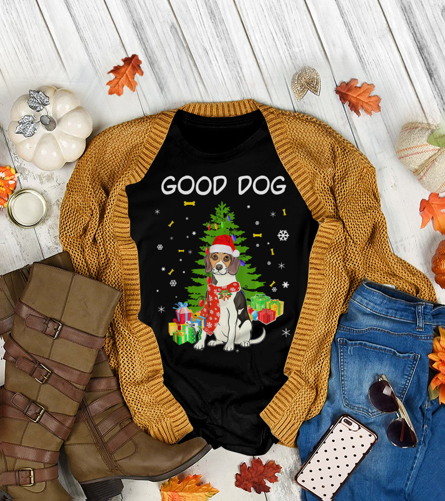 Good Dog Beagle Santa Christmas Funny Dog T-Shirt