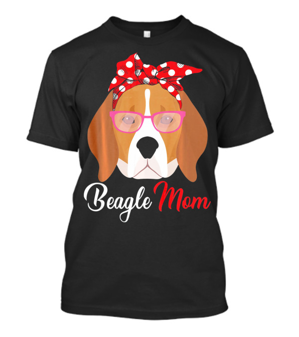 Beagle Mom For Dog Lovers Mothers With Glasses And Red Polka Dot Bandana T-Shirt
